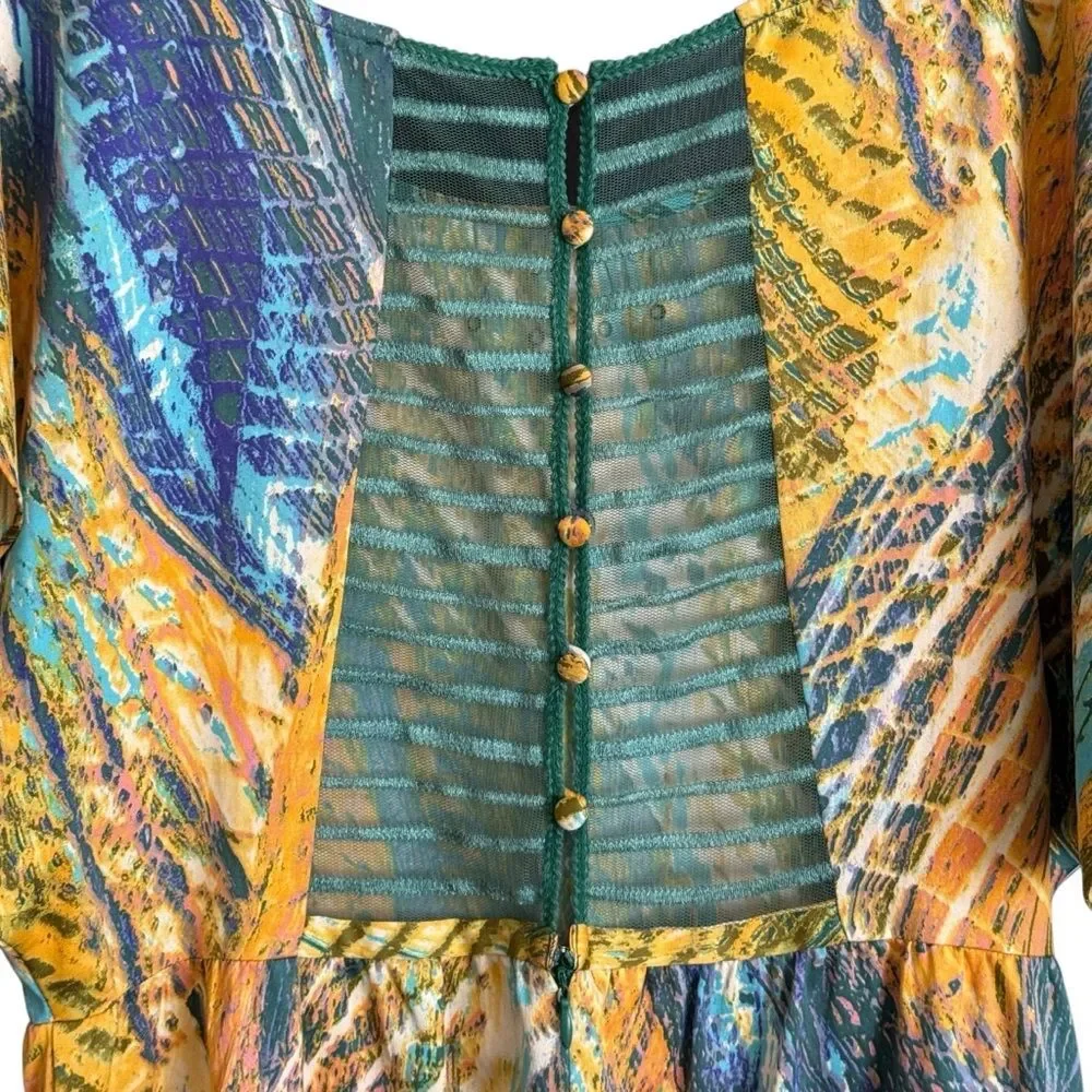 Free People Multicolor Boho Abstract Minidress/Tunic w/ Pockets Size 10